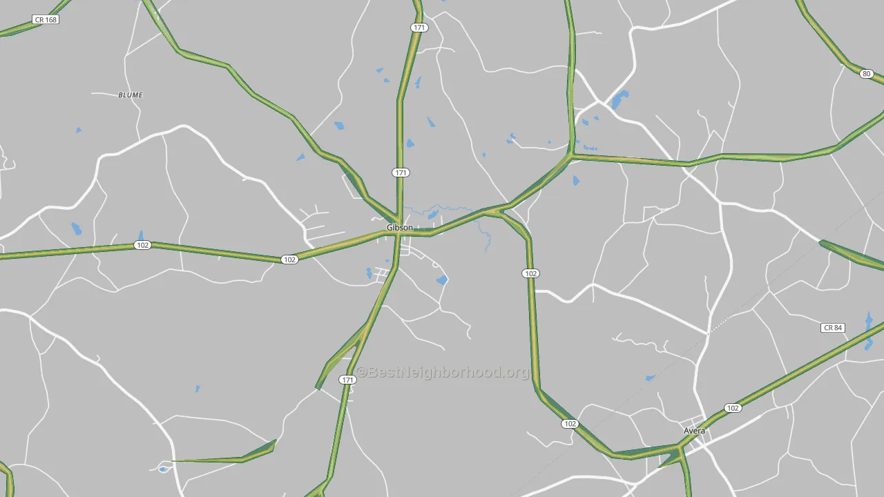 Gibson, GA Map of Noise Levels in Gibson