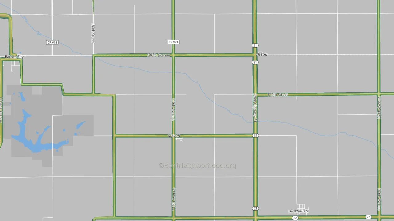 Gibson, IA Map of Noise Levels in Gibson