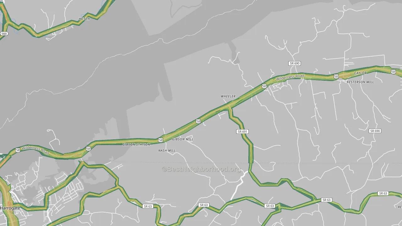 Gibson Station, VA Map of Noise Levels in Gibson Station