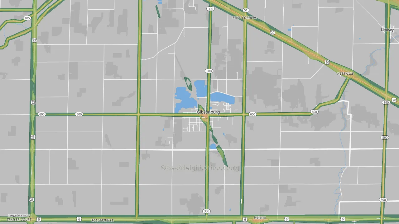 Gibsonburg, OH Map of Noise Levels in Gibsonburg