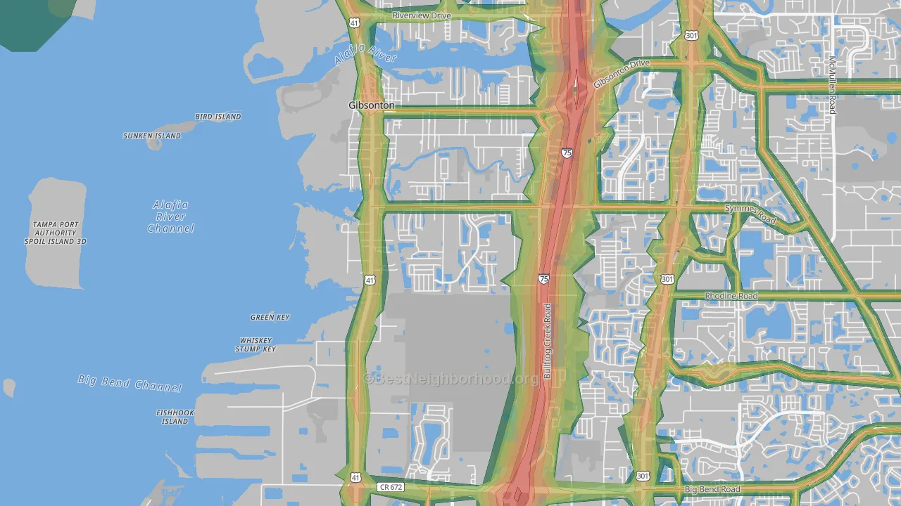 Gibsonton, FL Map of Noise Levels in Gibsonton