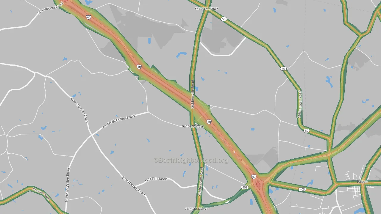 Giddensville, NC Map of Noise Levels in Giddensville