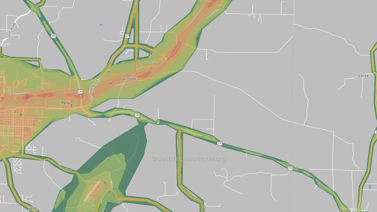 Gifford, AR Map of Noise Levels in Gifford