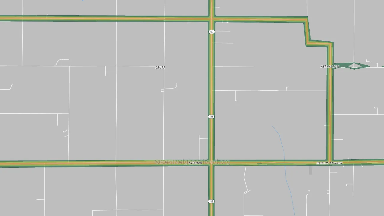 Gifford, IN Map of Noise Levels in Gifford
