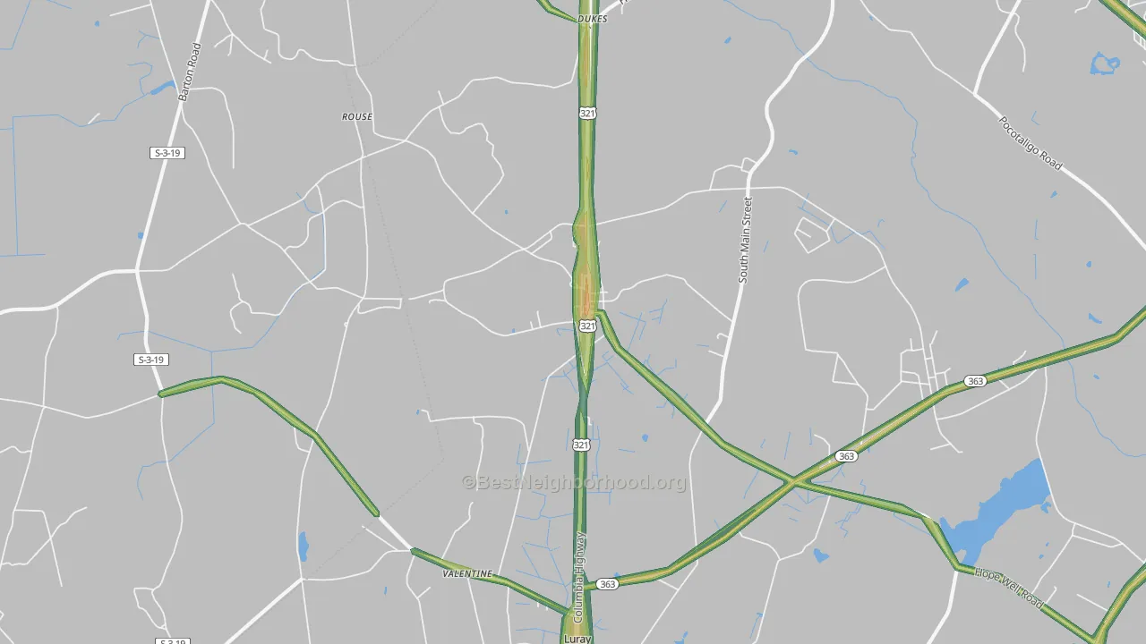 Gifford, SC Map of Noise Levels in Gifford