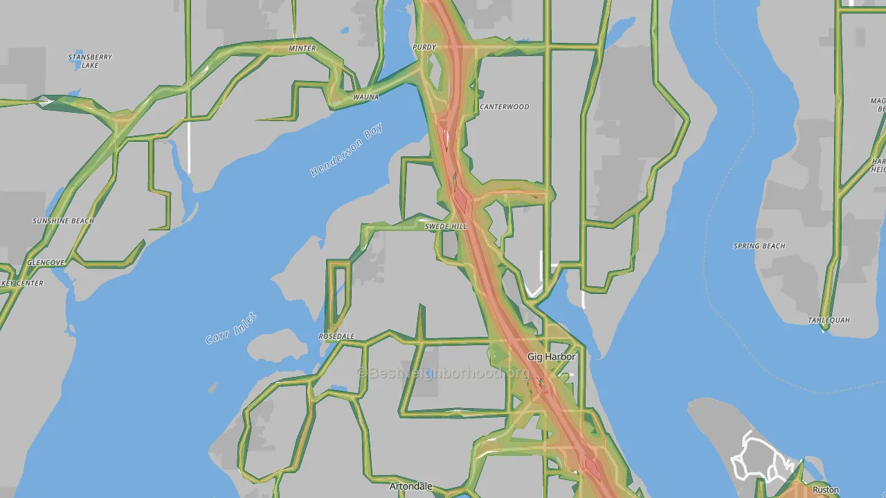 Gig Harbor, WA Map of Noise Levels in Gig Harbor