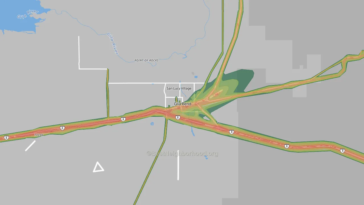 Gila Bend, AZ Map of Noise Levels in Gila Bend