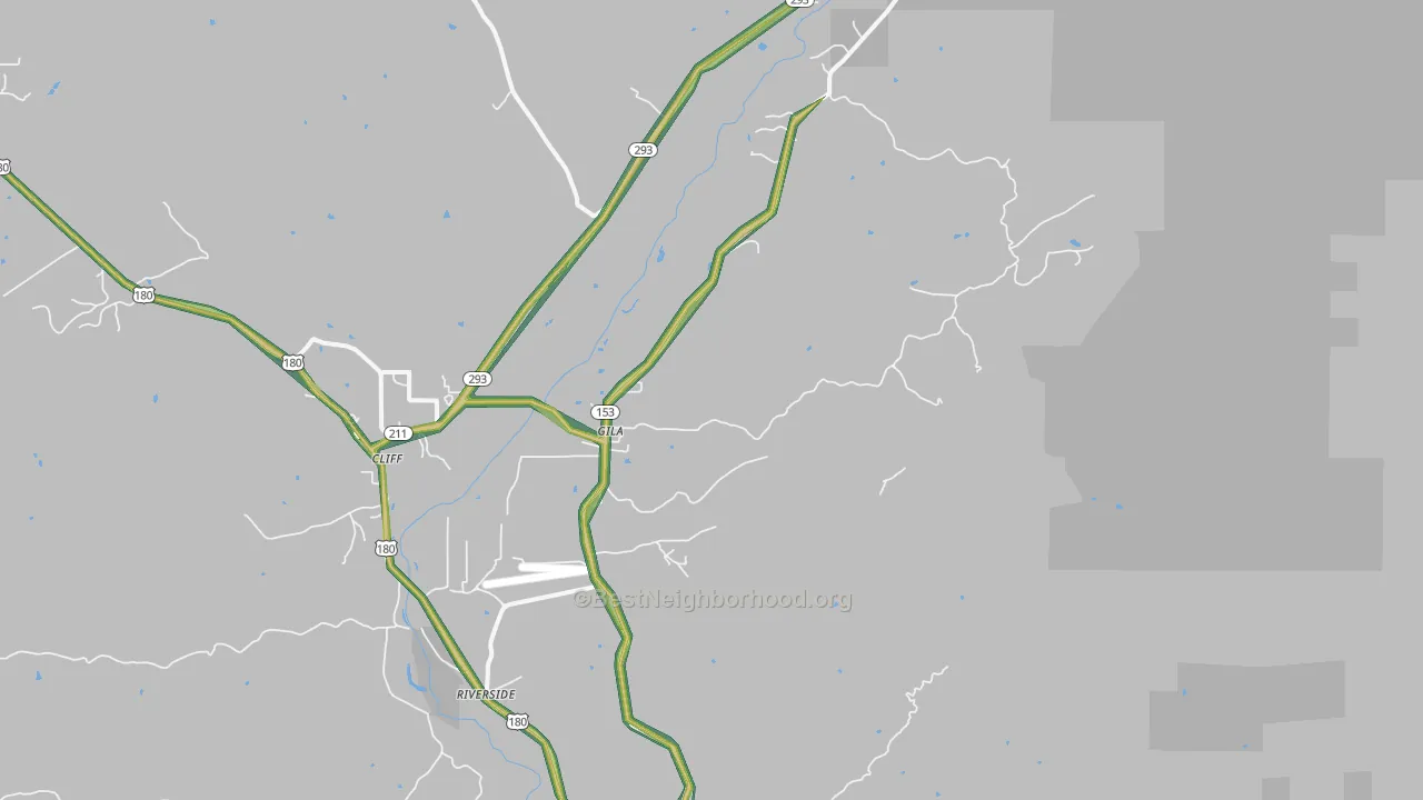 Gila, NM Map of Noise Levels in Gila