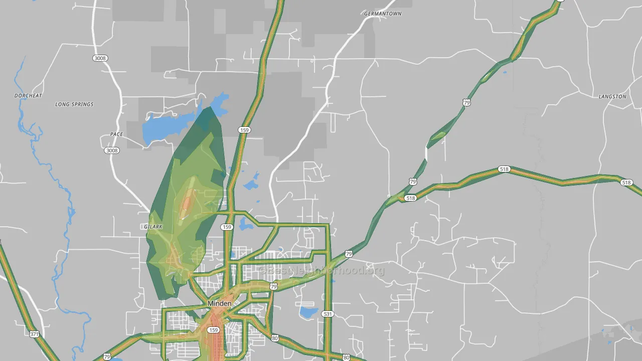 Gilark, LA Map of Noise Levels in Gilark