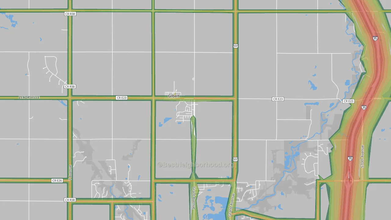 Gilbert, IA Map of Noise Levels in Gilbert
