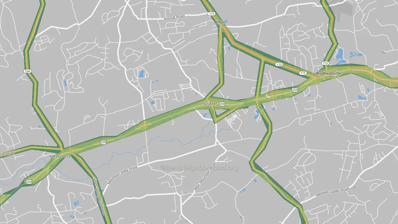Gilbert, PA Map of Noise Levels in Gilbert