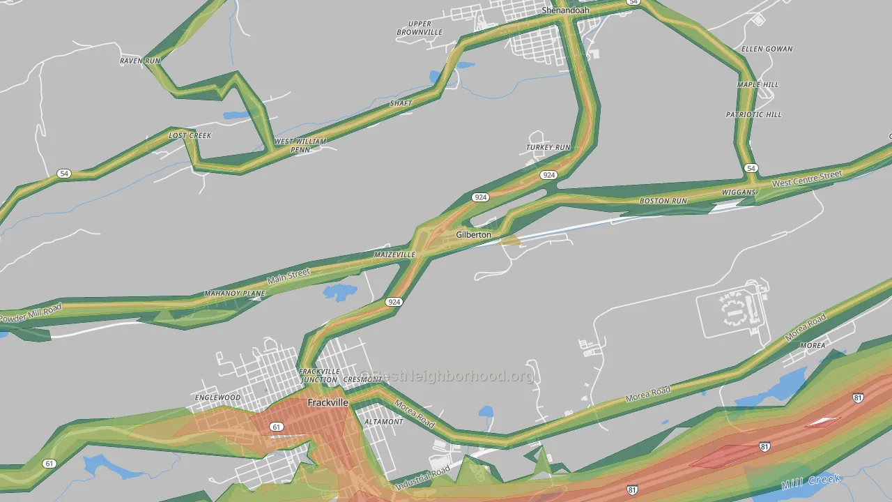 Gilberton, PA Map of Noise Levels in Gilberton