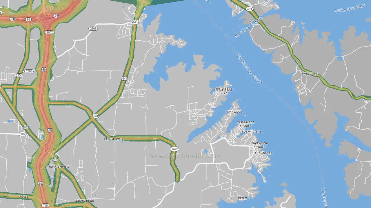 Gilbertsville, KY Map of Noise Levels in Gilbertsville