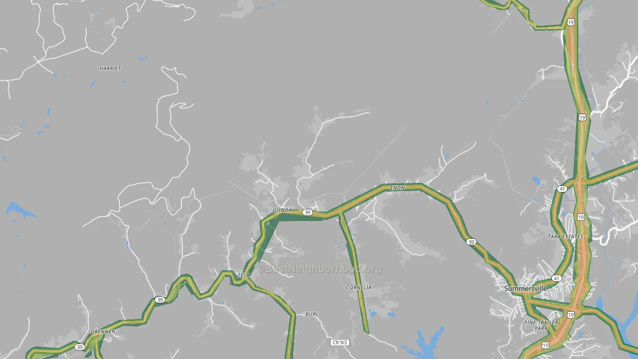 Gilboa, WV Map of Noise Levels in Gilboa