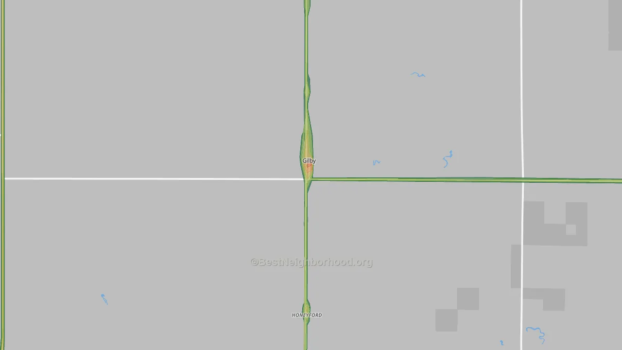 Gilby, ND Map of Noise Levels in Gilby