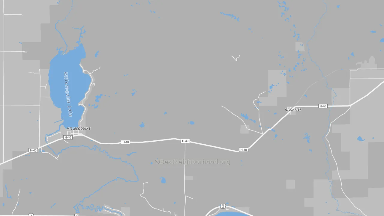 Gilchrist, MI Map of Noise Levels in Gilchrist