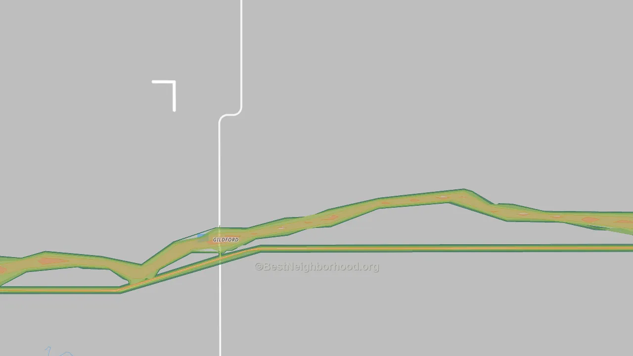 Gildford, MT Map of Noise Levels in Gildford