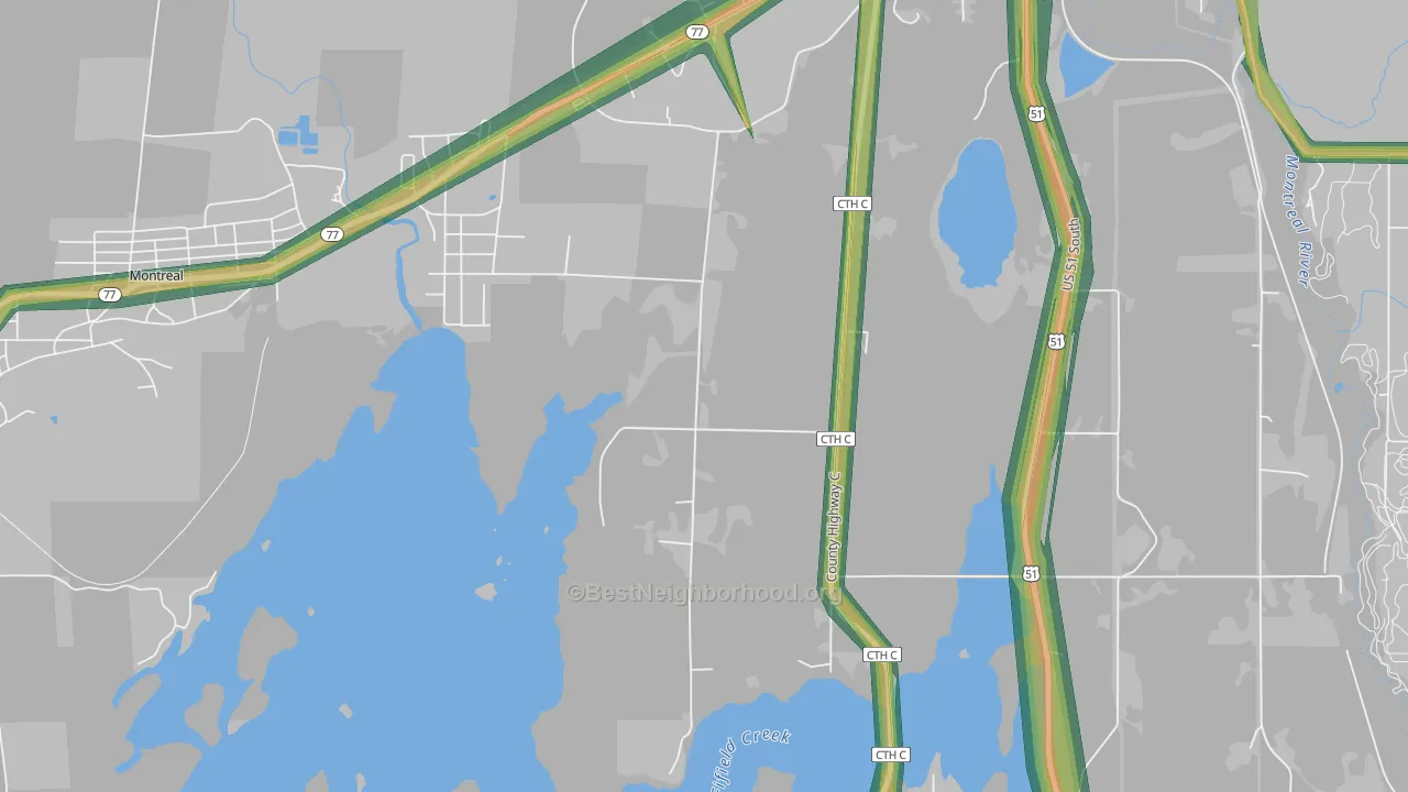 Gile, WI Map of Noise Levels in Gile