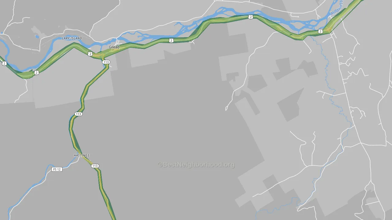 Gilead, ME Map of Noise Levels in Gilead