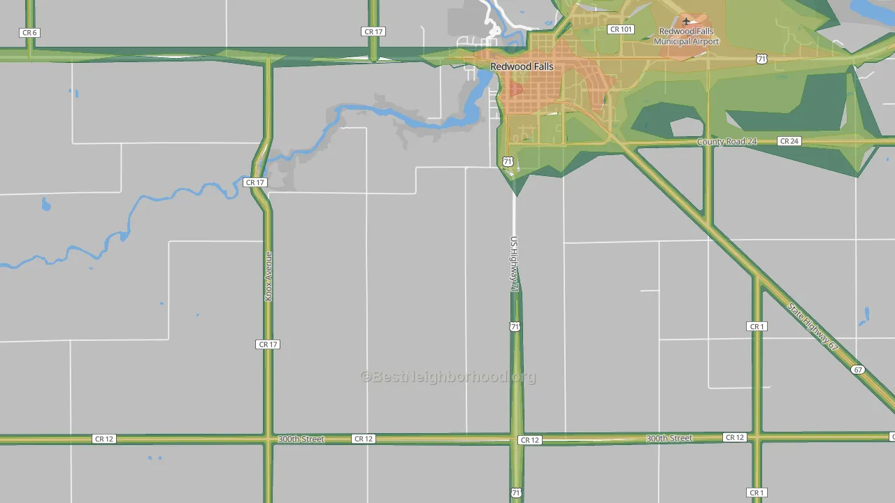 Gilfillan, MN Map of Noise Levels in Gilfillan