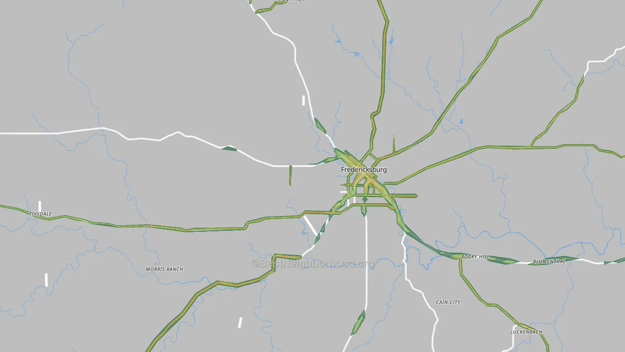 Gillespie County, TX Map of Noise Levels in Gillespie County