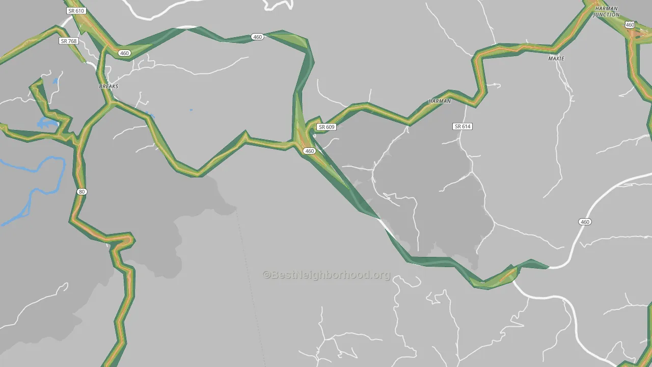 Gillespie, VA Map of Noise Levels in Gillespie