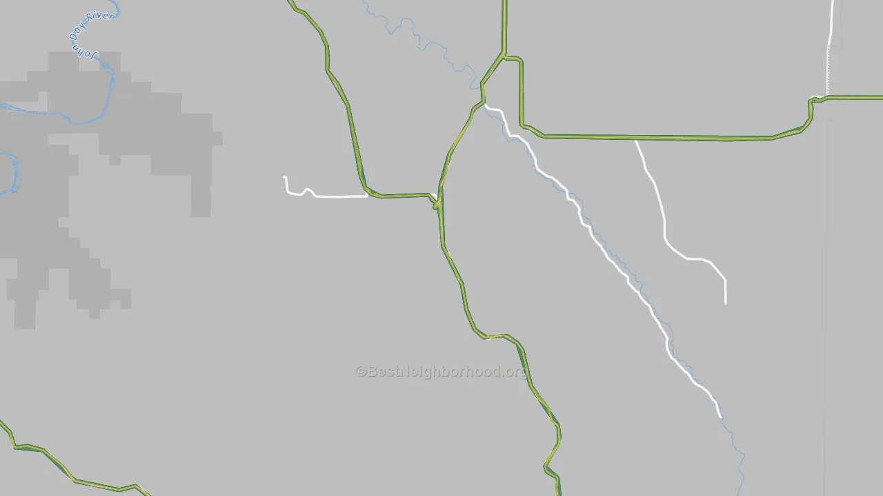 Gilliam County, OR Map of Noise Levels in Gilliam County