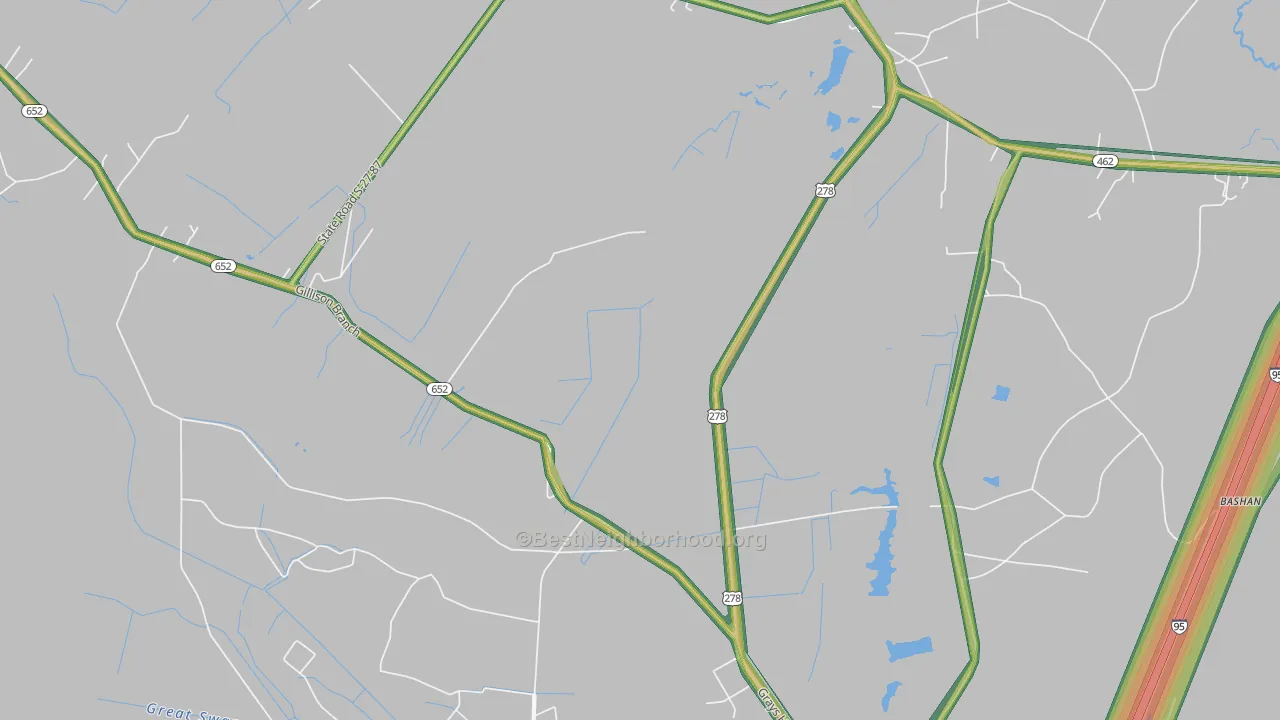 Gillisonville, SC Map of Noise Levels in Gillisonville