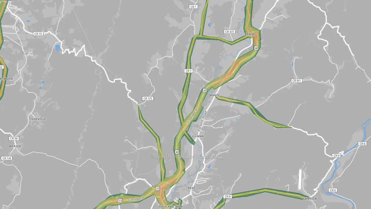 Gilman, WV Map of Noise Levels in Gilman