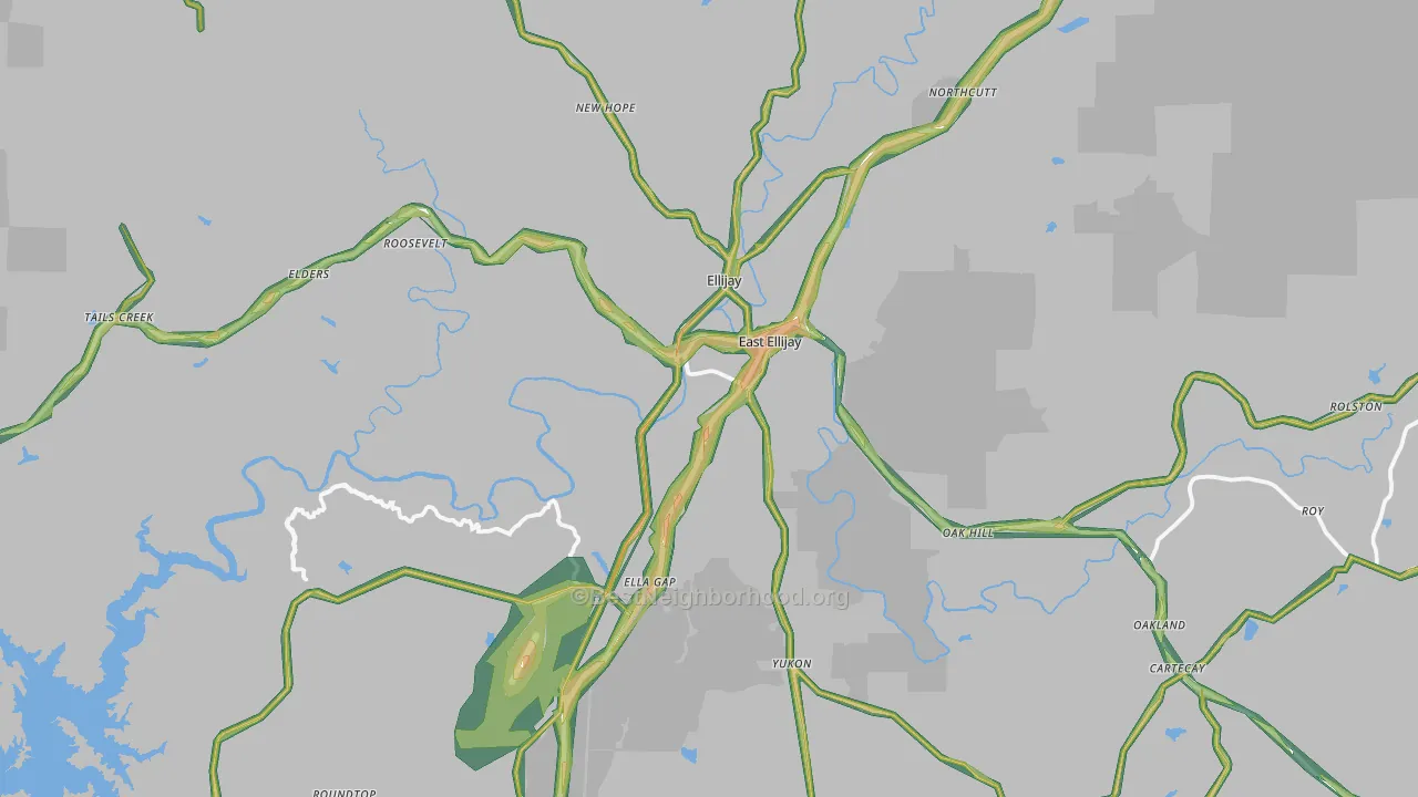 Gilmer County, GA Map of Noise Levels in Gilmer County