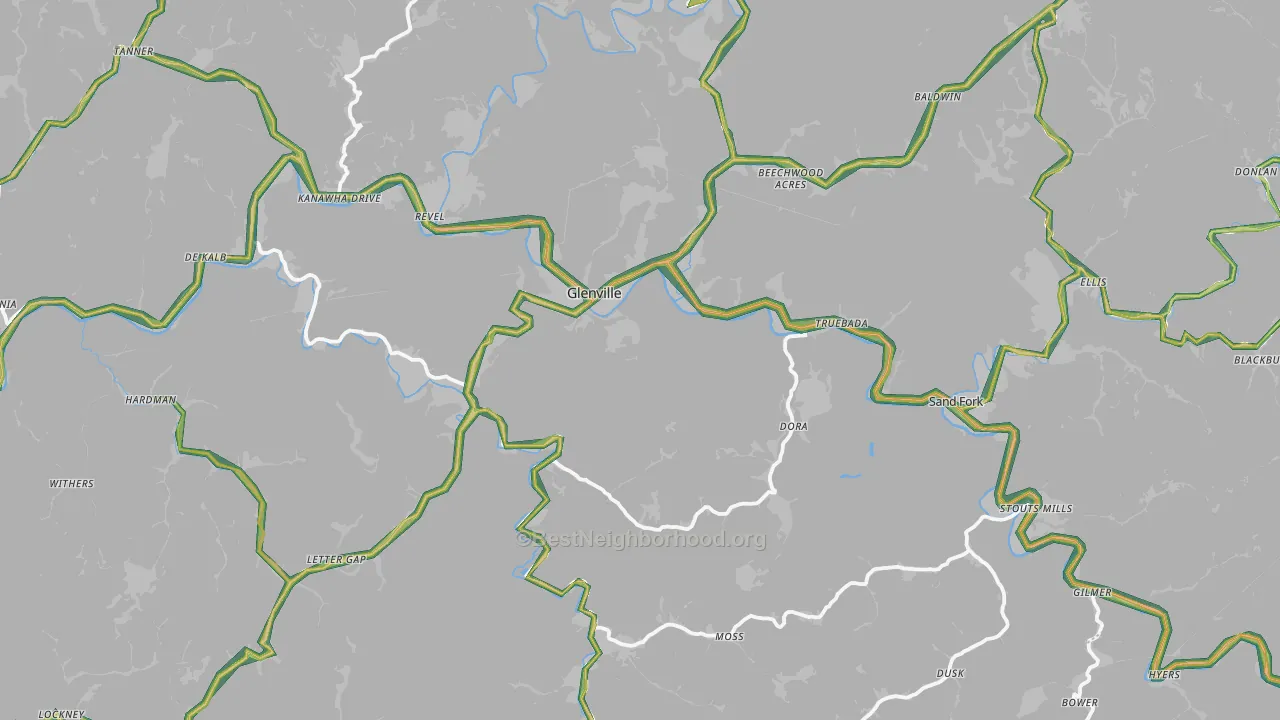 Gilmer County, WV Map of Noise Levels in Gilmer County