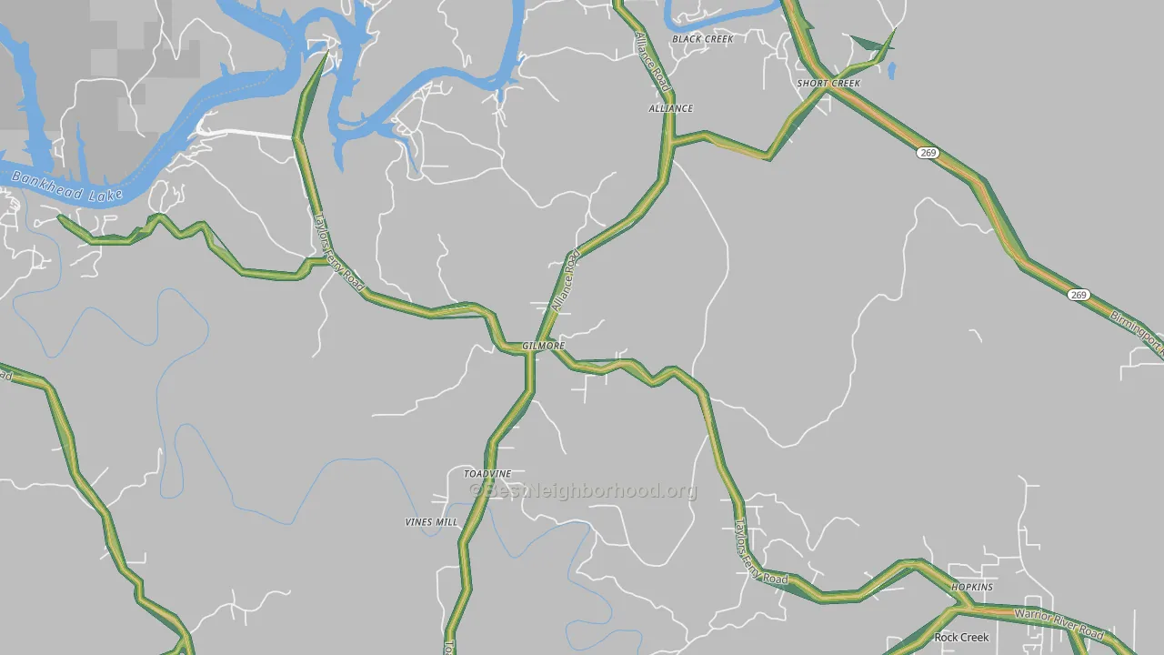 Gilmore, AL Map of Noise Levels in Gilmore