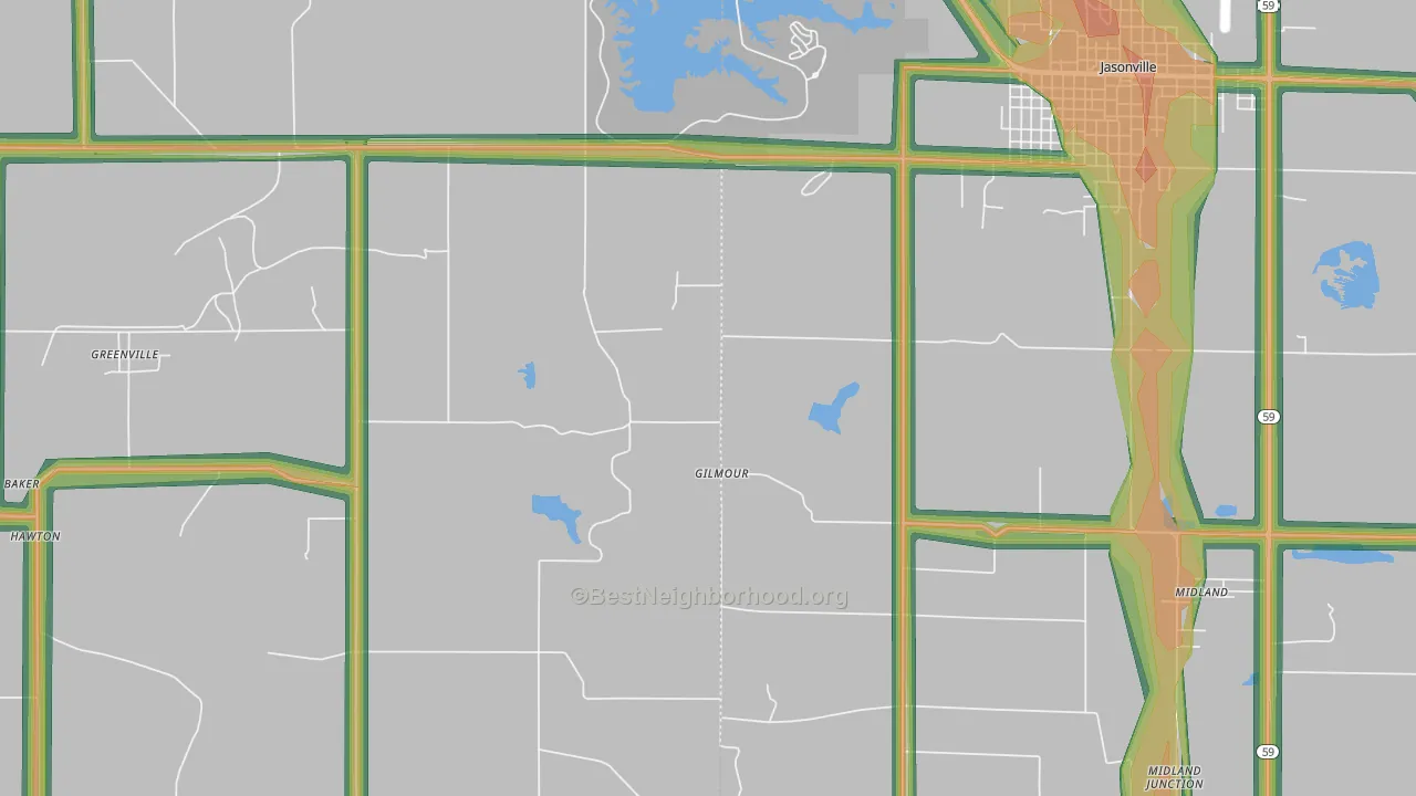 Gilmour, IN Map of Noise Levels in Gilmour