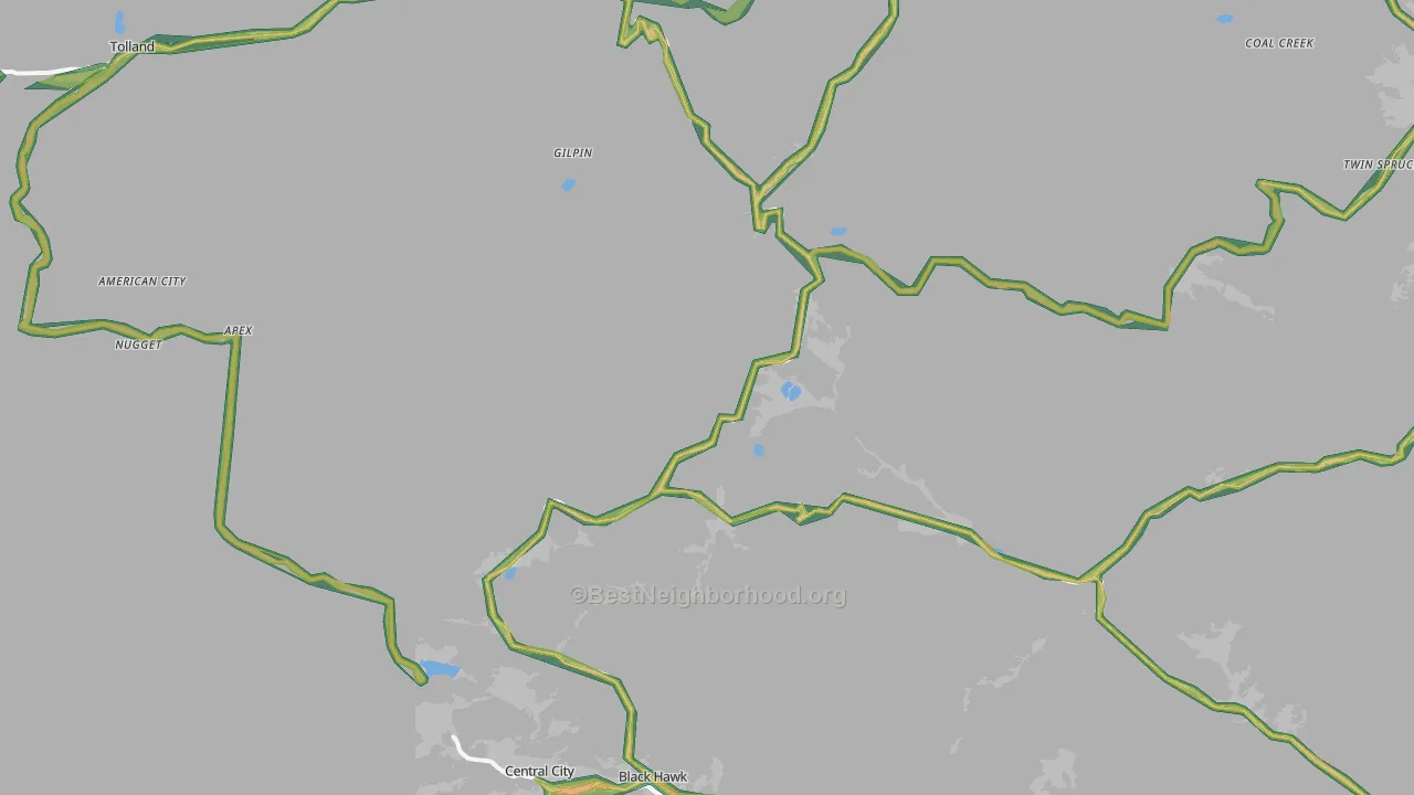 Gilpin County, CO Map of Noise Levels in Gilpin County