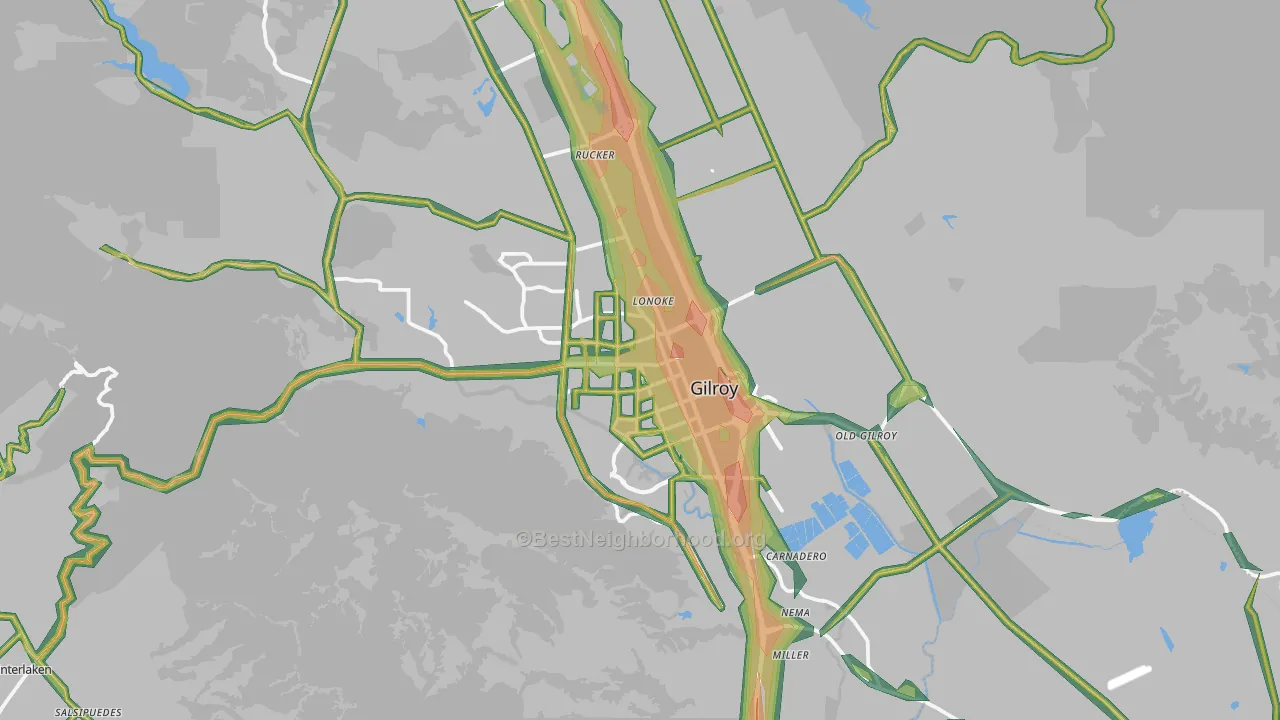 Gilroy, CA Map of Noise Levels in Gilroy