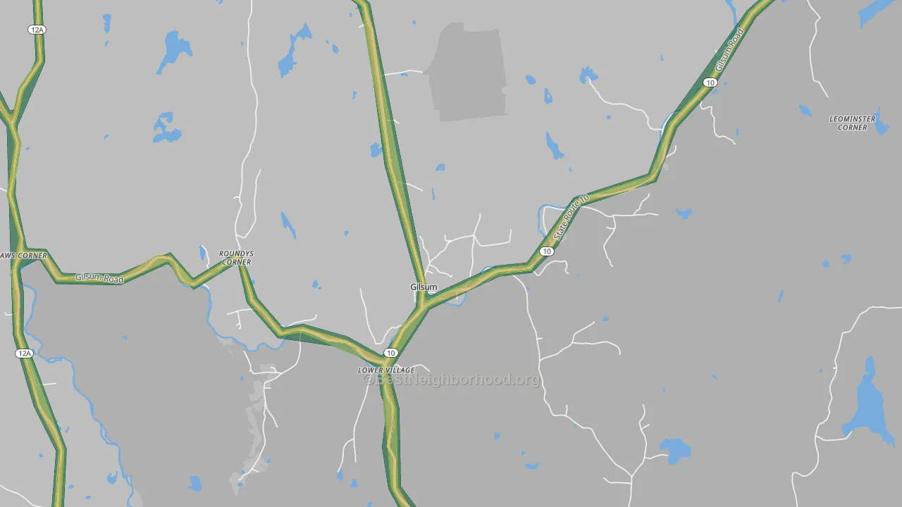 Gilsum, NH Map of Noise Levels in Gilsum