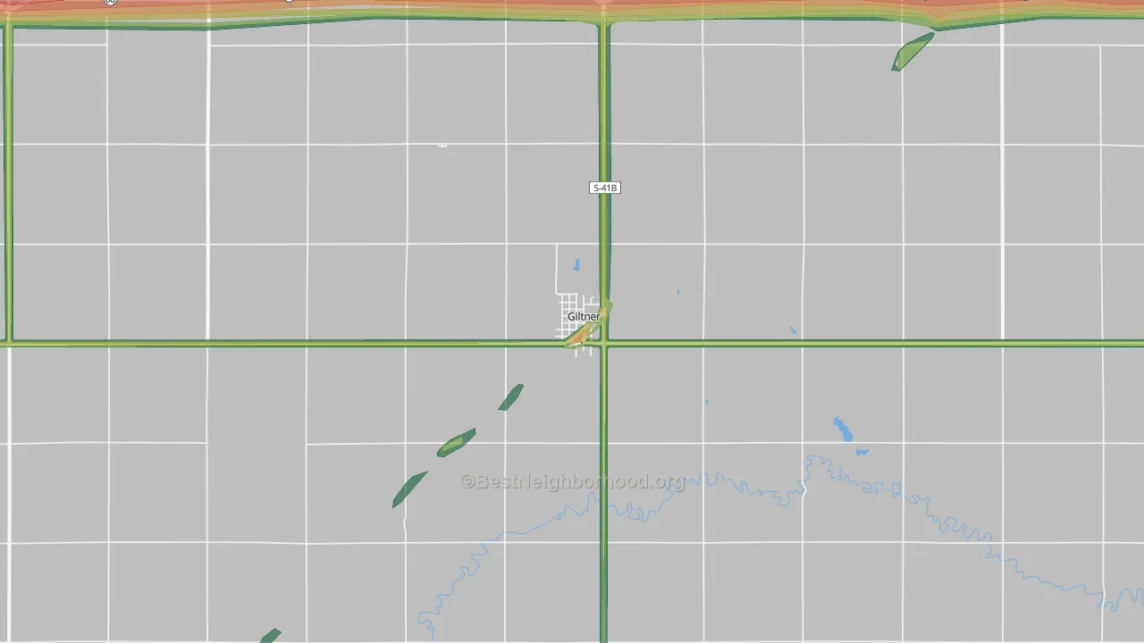Giltner, NE Map of Noise Levels in Giltner