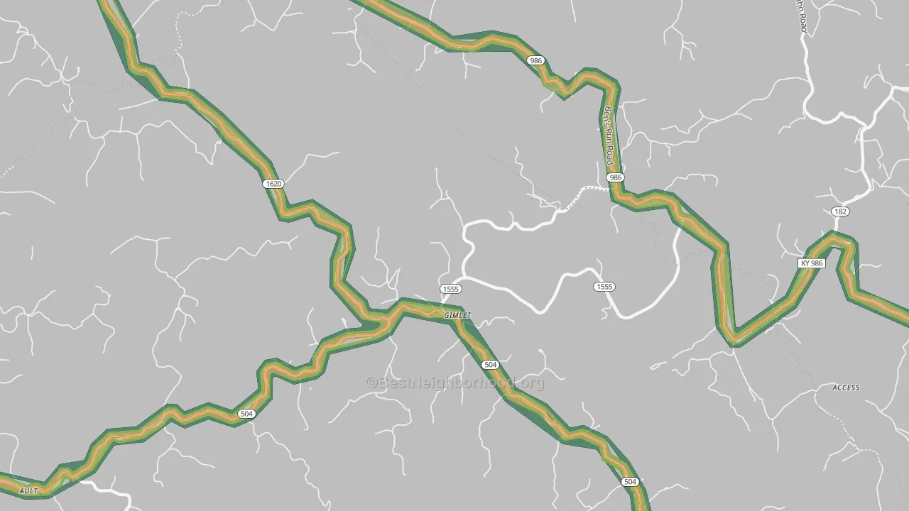 Gimlet, KY Map of Noise Levels in Gimlet