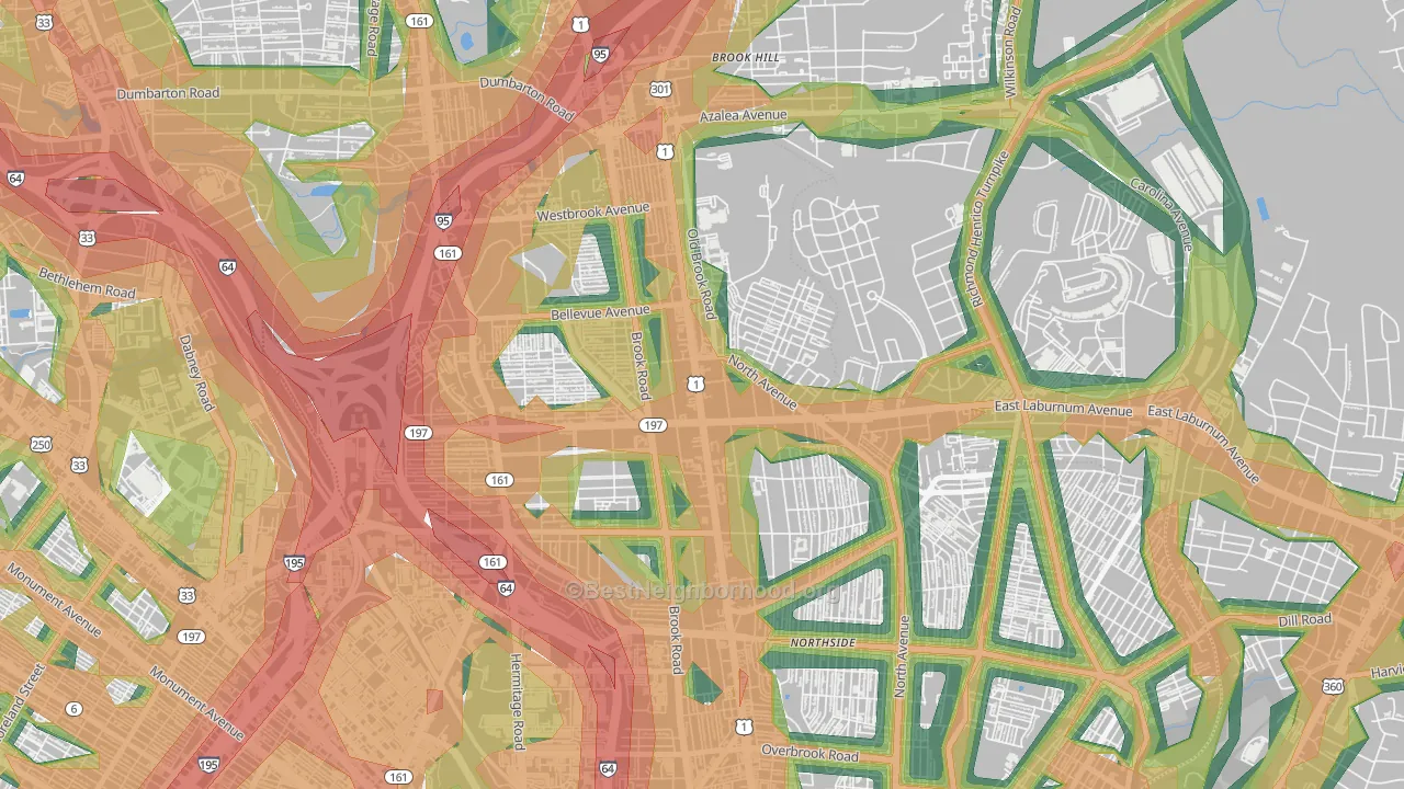 Ginter Park, Richmond, VA Map of Noise Levels in Ginter Park