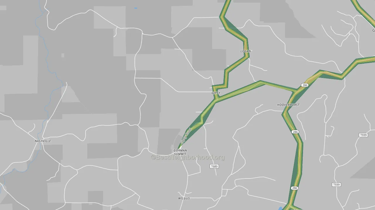 Gipsy, PA Map of Noise Levels in Gipsy