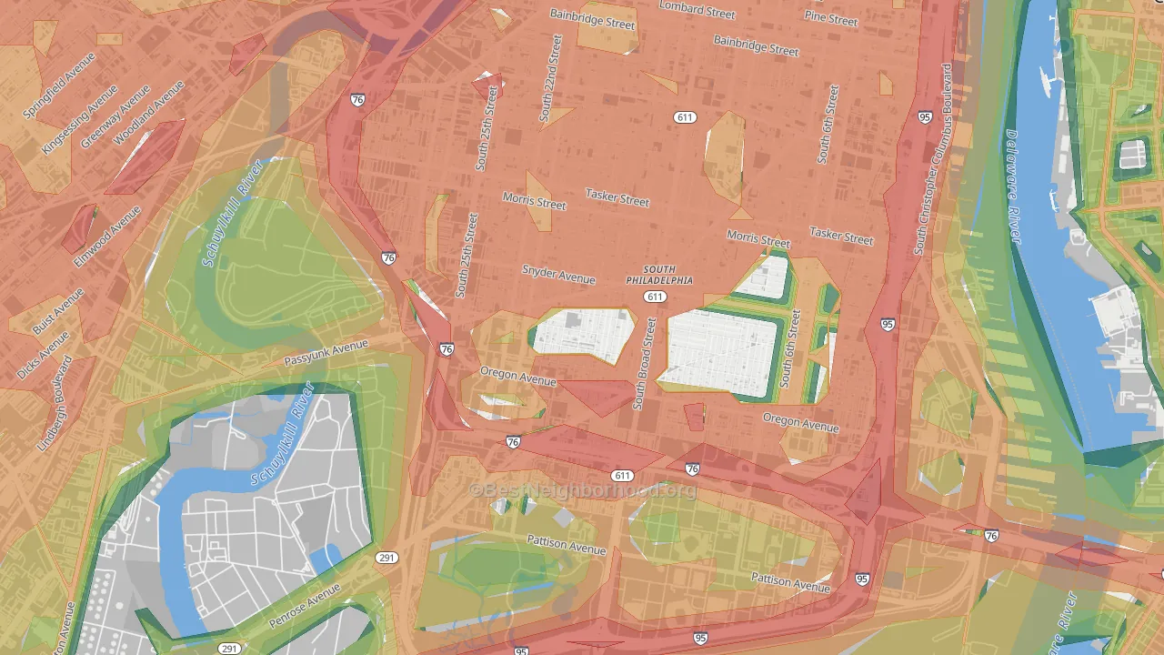Girard Estates, Philadelphia, PA Map of Noise Levels in Girard Estates
