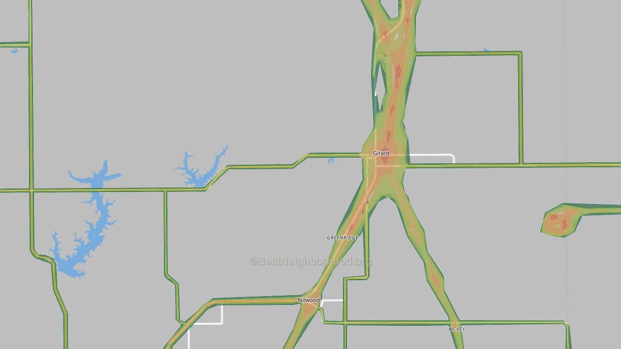 Girard, IL Map of Noise Levels in Girard
