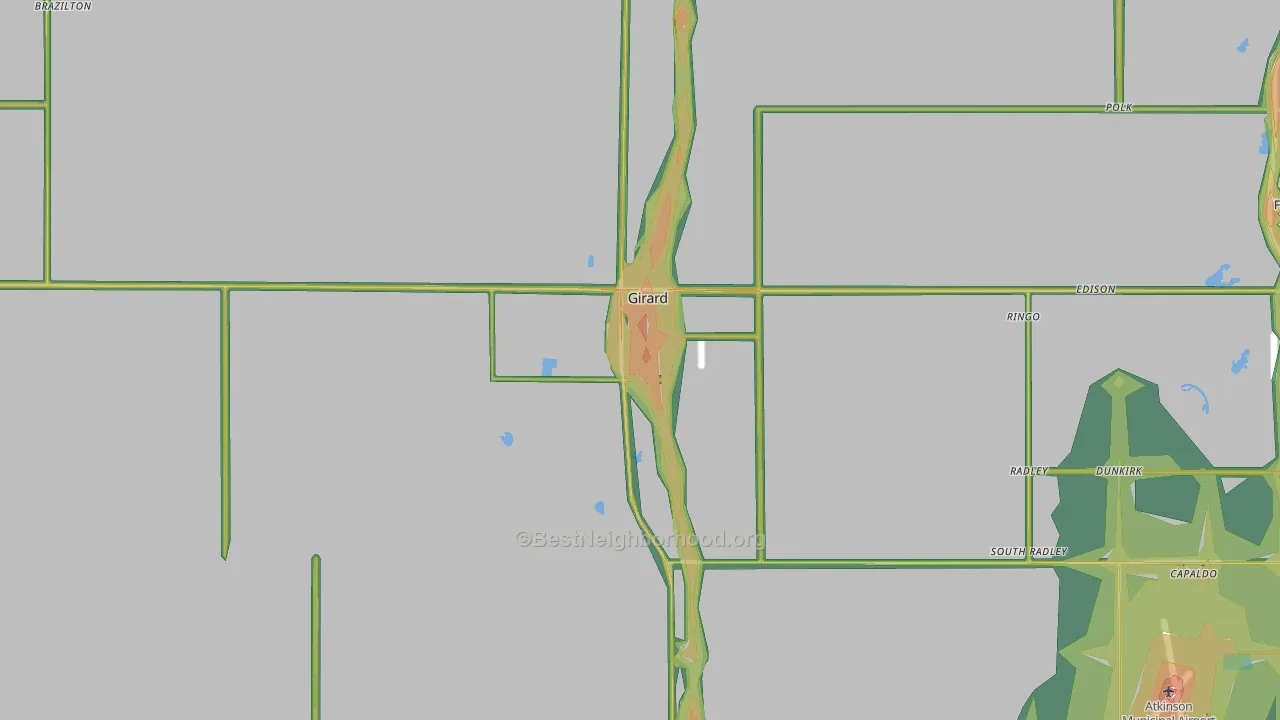 Girard, KS Map of Noise Levels in Girard