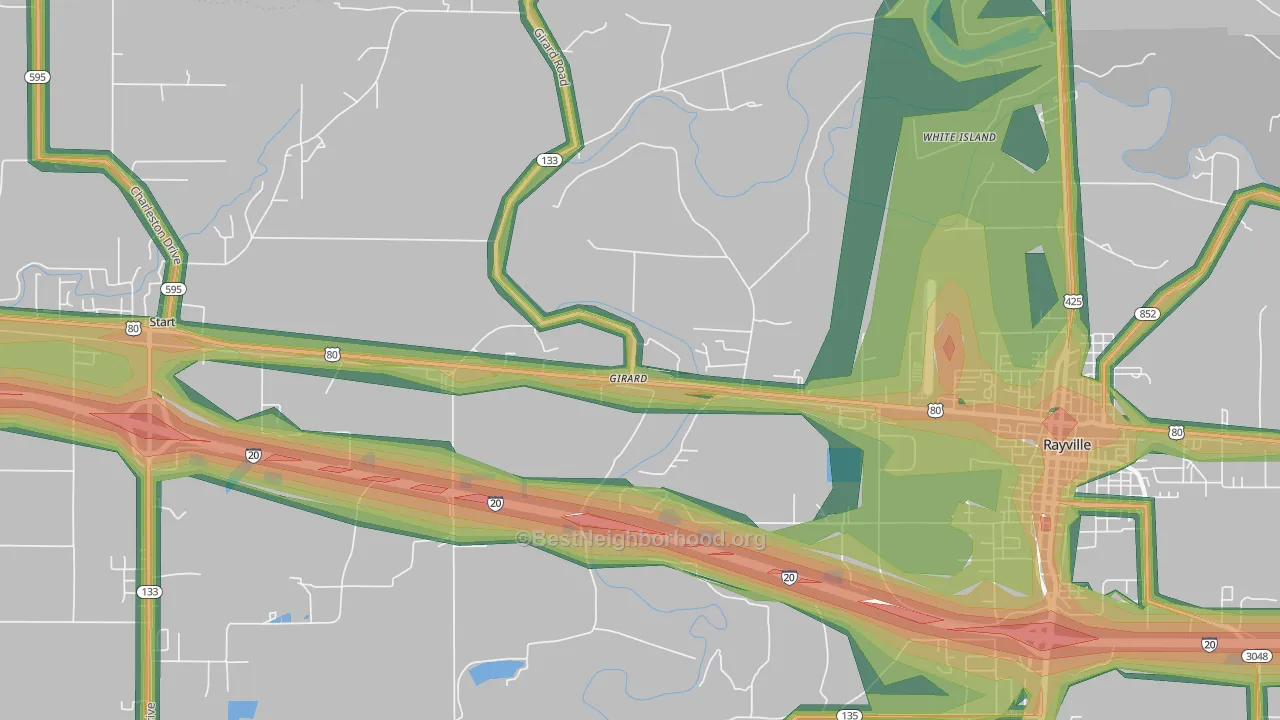 Girard, LA Map of Noise Levels in Girard