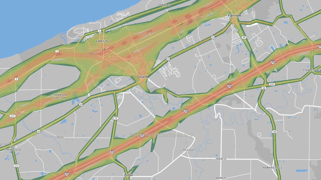 Girard, PA Map of Noise Levels in Girard