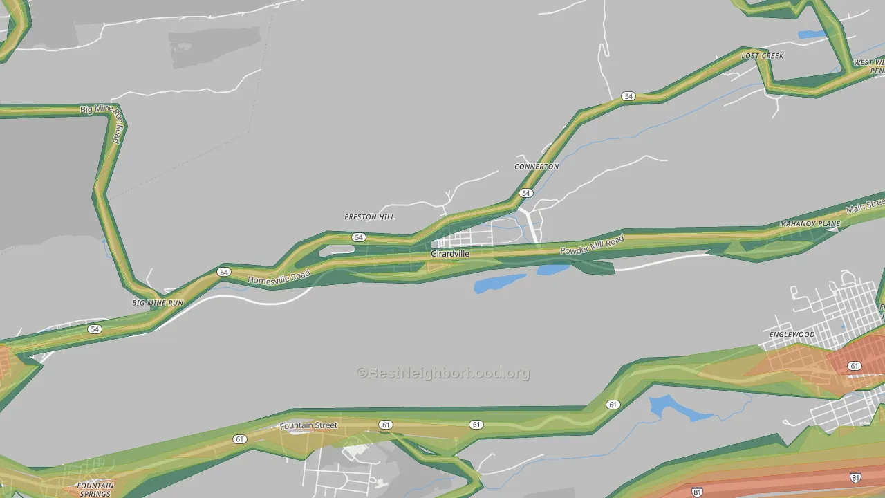 Girardville, PA Map of Noise Levels in Girardville