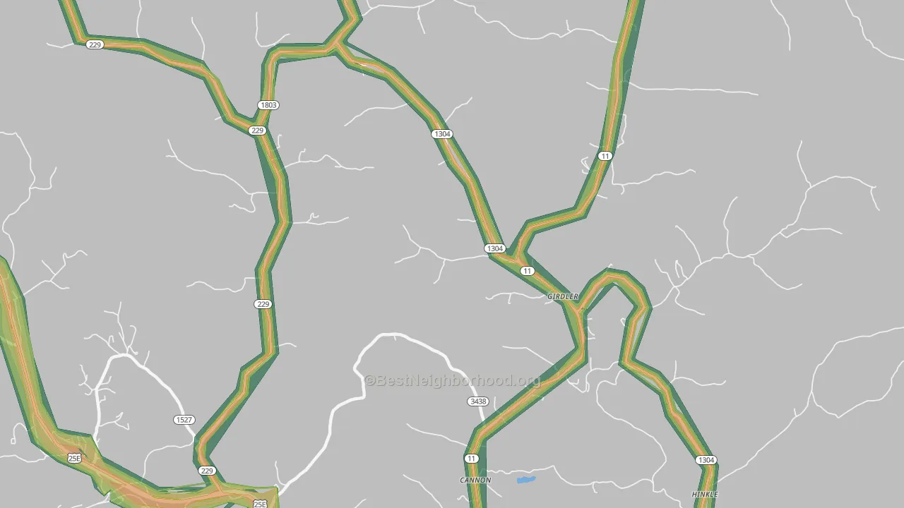 Girdler, KY Map of Noise Levels in Girdler