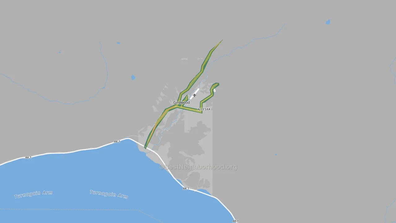 Girdwood, AK Map of Noise Levels in Girdwood