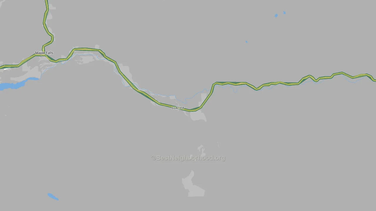 Glacier, WA Map of Noise Levels in Glacier