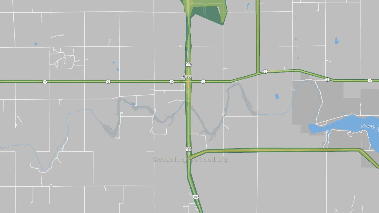 Glade, KS Map of Noise Levels in Glade